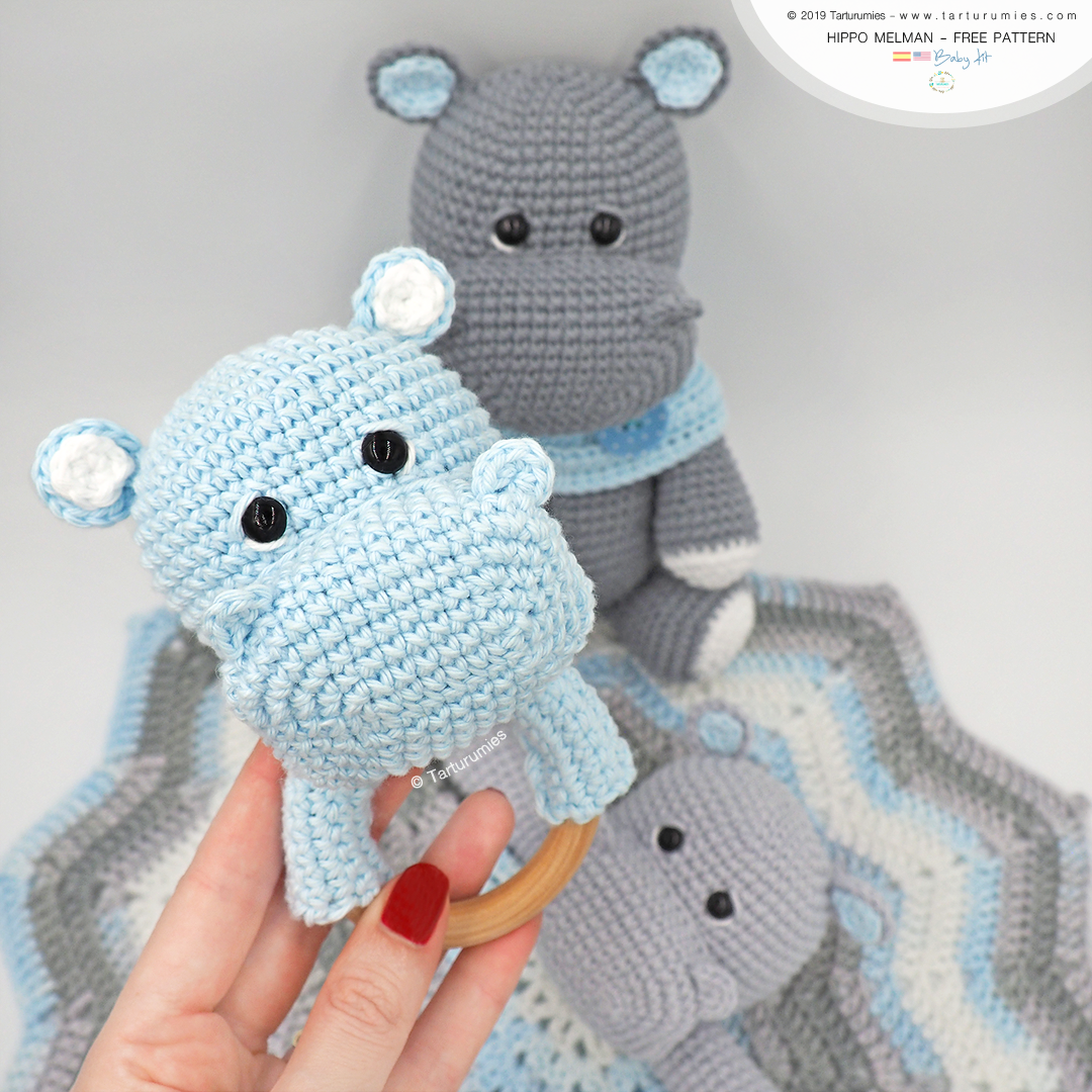 Crochet hippo pattern, mini crochet animals pattern